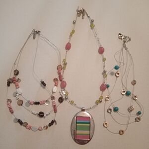 #723.  3 Piece Multi Wire Necklace Bundle